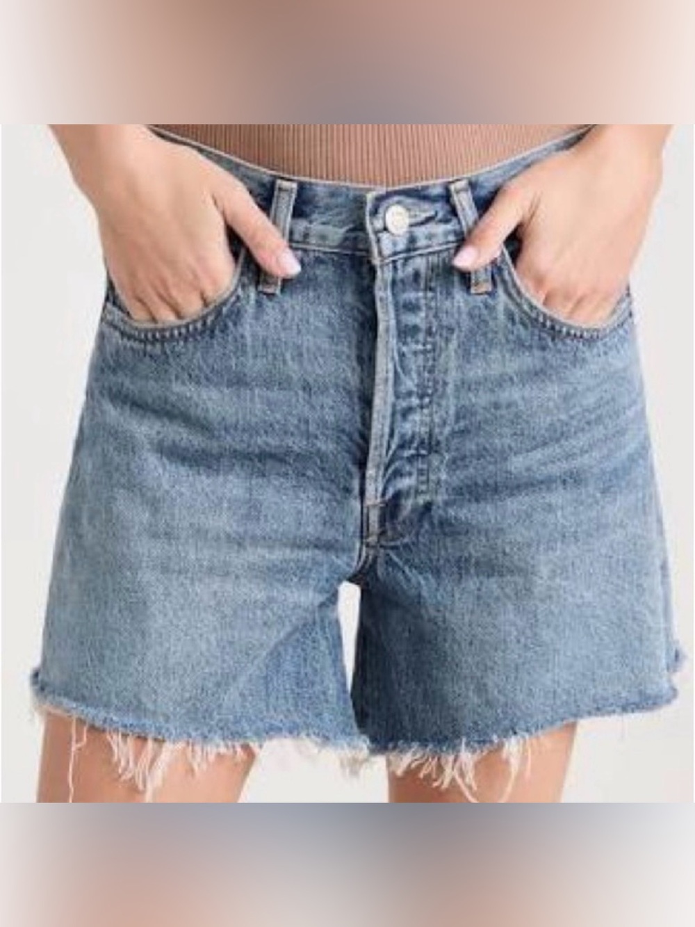 Agolde Light Blue Denim Cutoff Shorts